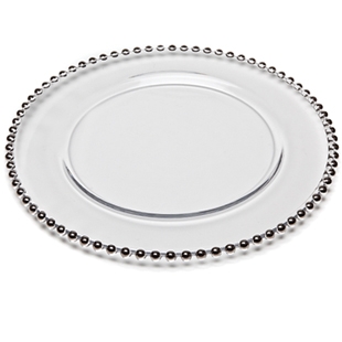 Silver Glass Beaded Charger Plate, 13