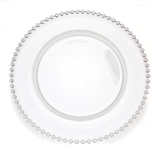 Clear Glass Beaded Charger, 13