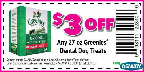 $3 Off any 27 oz Greenies dental dog treats