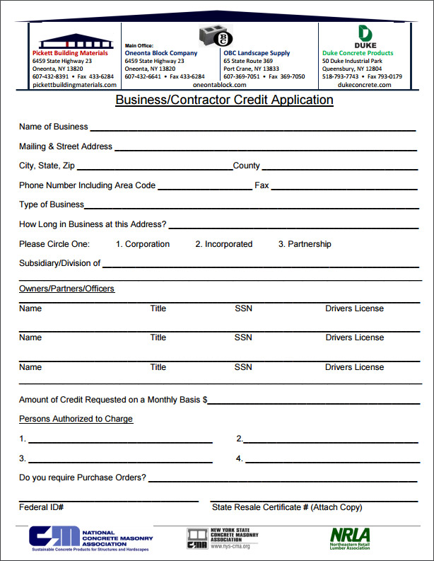 Credit Pickett Building Materials Oneonta, NY