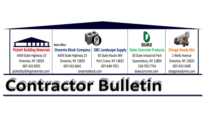 Contractor Bulletin Pickett Building Materials Oneonta, NY
